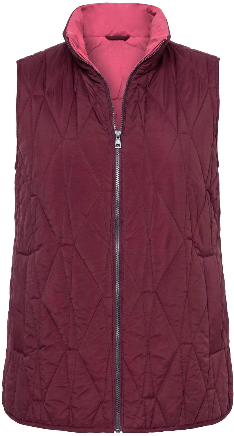 Ulla Popken - Dames - HYPRAR omkeerbare functionele bodywarmer opstaande kraag - Aubergine - Maat 46+