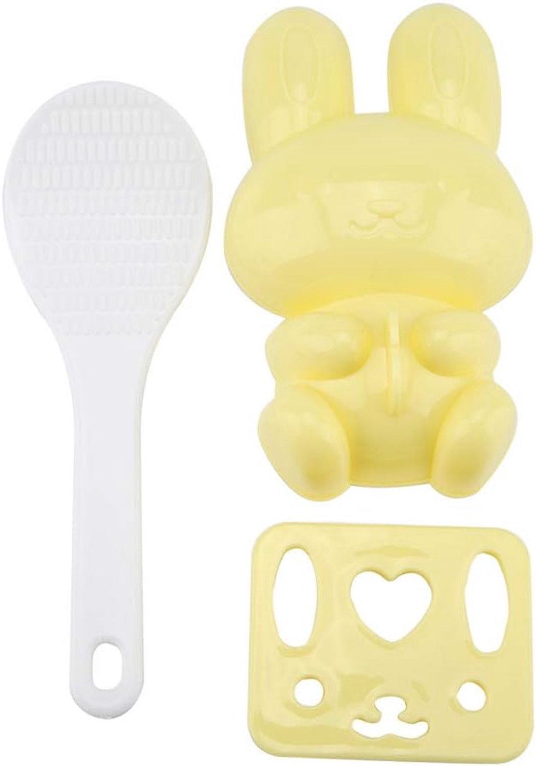 Food-Grade PP Cartoon Konijn Sushi Rijstvorm DIY Kit met Onigiri Scoop, Snel en Gemakkelijk, Plakt Niet, Kindvriendelijk, Kinderen aan Om Onigiri Te Eten (YELLOW)
