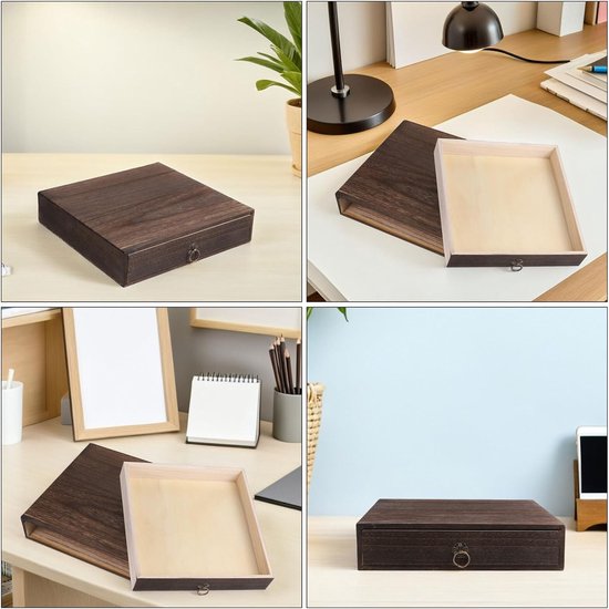 2 Stuks Rustieke Houten Opbergdoos Lade Vintage -organizer voor Kantoor Thuis Natuurlijke Massief Houten Ladebox met Privacyfunctie voor Pennen Kleine Items — afbeelding 5