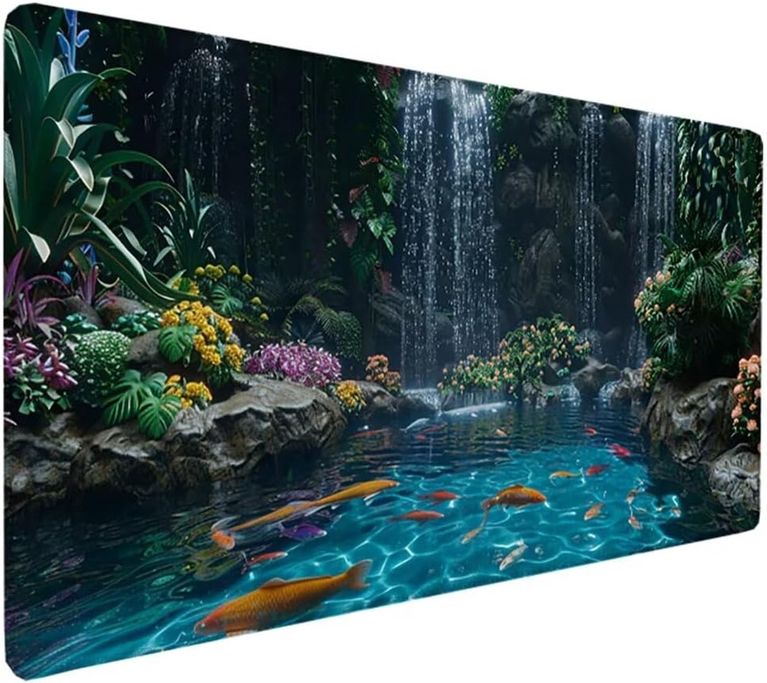 Muismat 1200 x 600 x 3 mm verdikte zachte comfortabele gaming-muismat, blauwe bloem antislip rubberen basis waterdicht glad oppervlak duurzame gestikte randen muismatten voor gaming kantoor