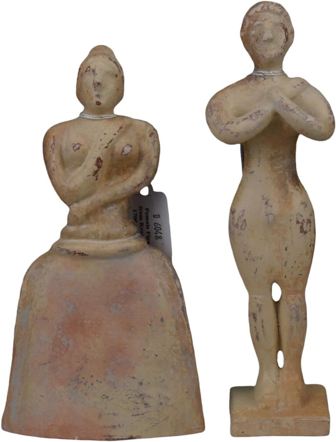 Set Minoïsche mannelijke en vrouwelijke beeldje idool terracotta klei oude Griekse sculptuur