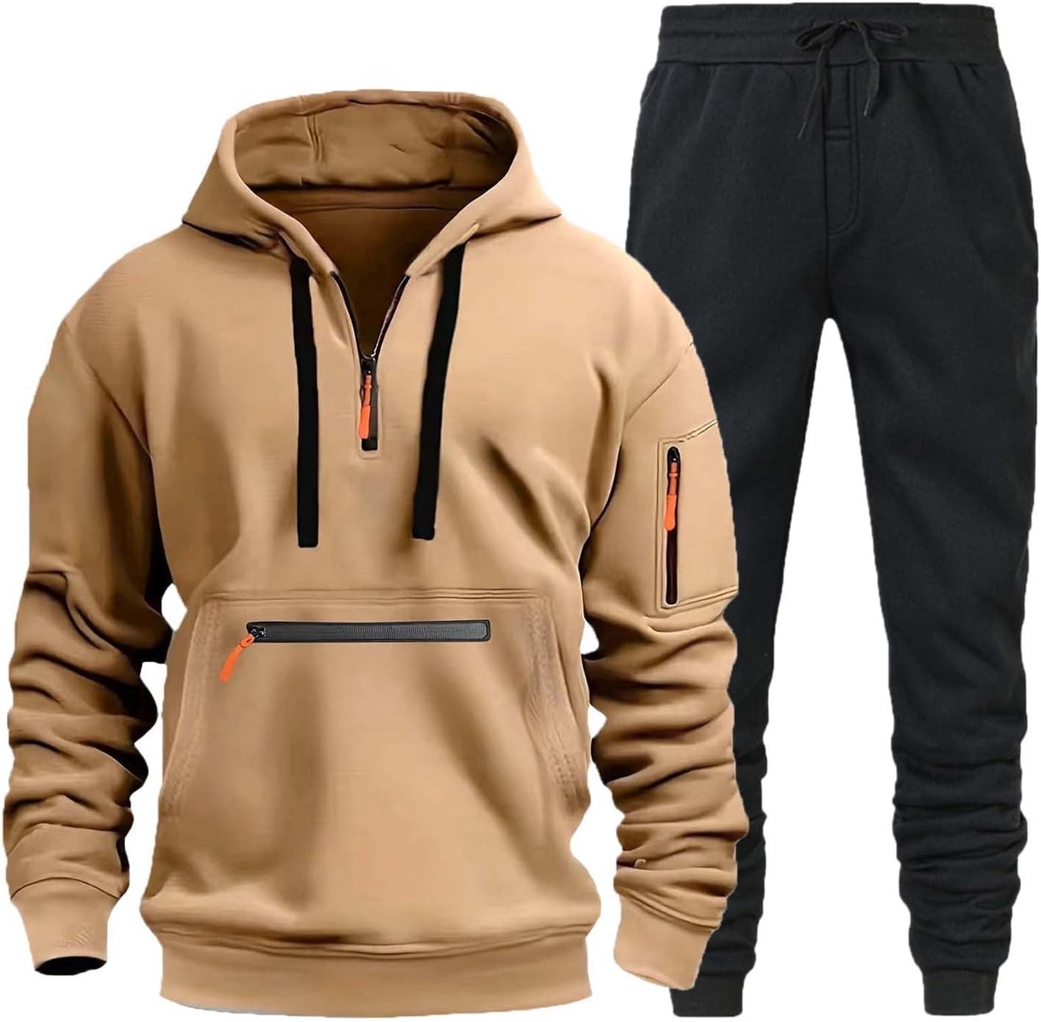 Générique 2-delige set voor heren, katoen, trainingspak, joggingpak, top en broek, cardio, hardlopen, basic, zacht, ademend, uitgaan, ontspanning, lente, optimaal comfort, vrije tijd, A10