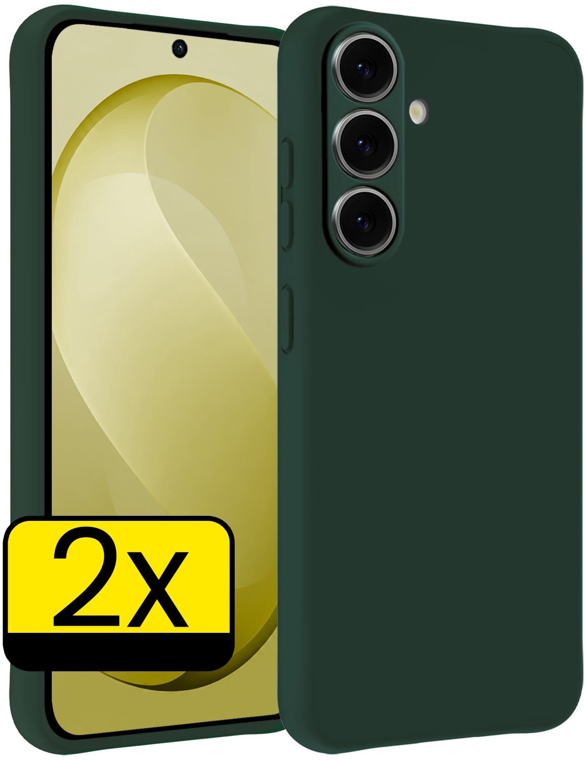 Hoesje - 2 Stuks - Geschikt voor Samsung Galaxy S26 FE - Sterk & Shockproof - Case Siliconen - Back Cover - Telefoon Hoes - Telefoonhoesjes - Donkergroen