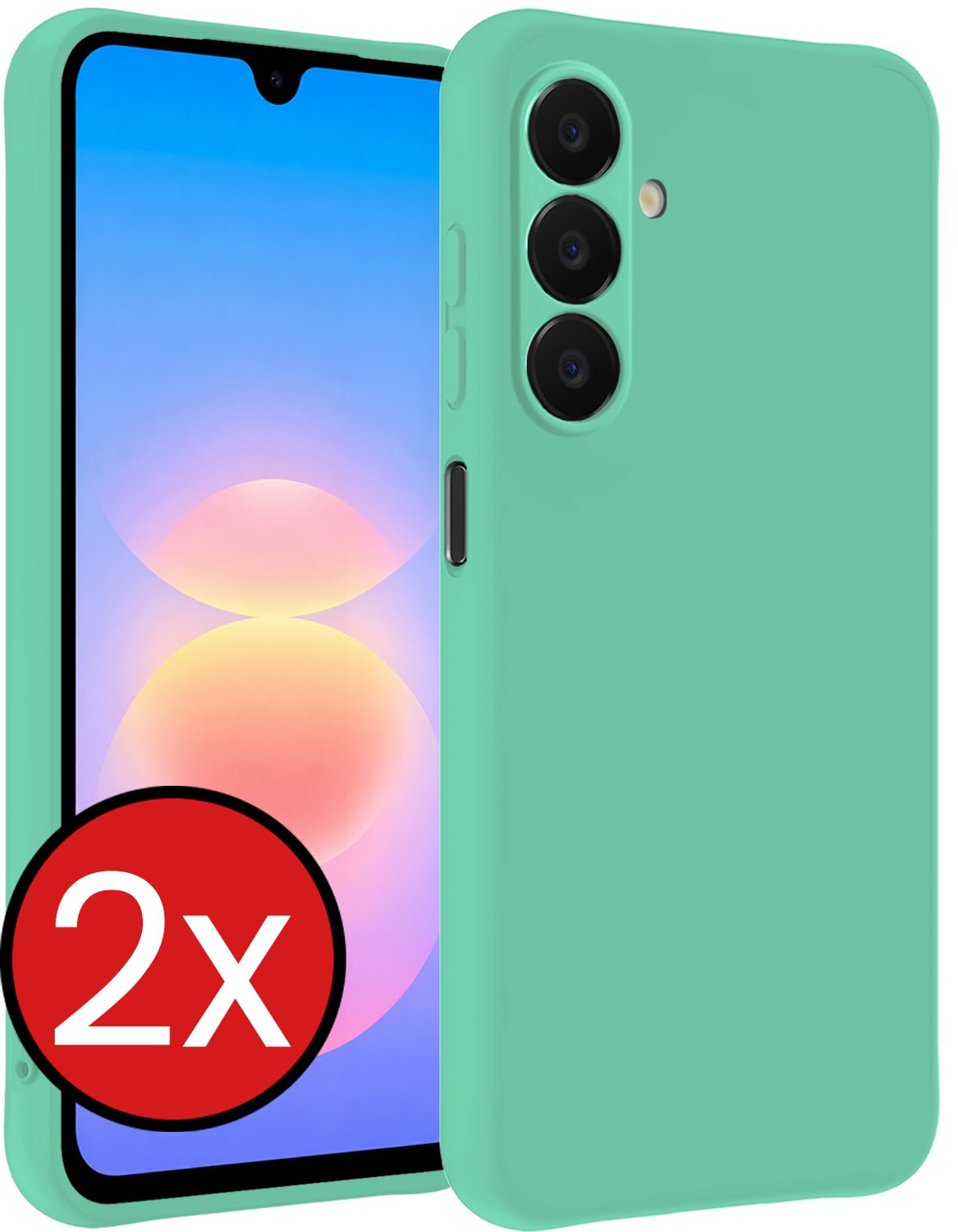 Hoesje - 2 Stuks - Geschikt voor Samsung Galaxy A18 - Sterk & Shockproof - Telefoonhoes - Back Cover - Case Siliconen - Telefoon Hoes - Mint Groen