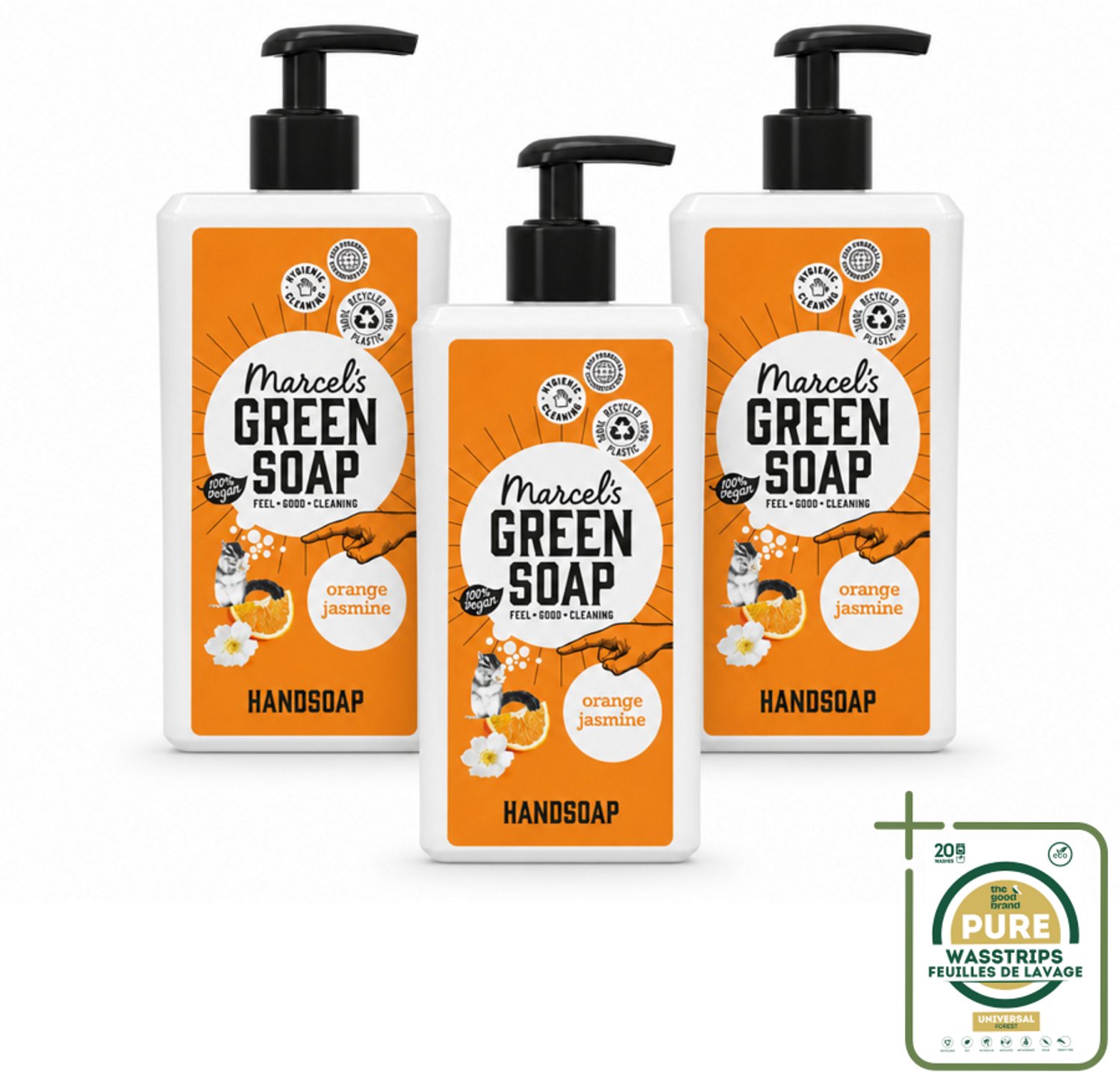3 x Marcel's Green Soap - Handzeep - Sinaasappel & Jasmijn - Voor dagelijks gebruik - 500 ml - Wasstrips - Handzeep - Natuurlijke Handzeep - Plantaardige Handzeep - Handzeep Orange En Jasmijn - Handzeep Sinaasappel En Jasmijn