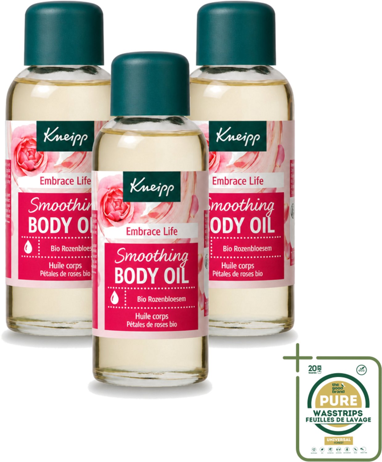 3 x Kneipp - Huidolie - Embrace Life - Anti‑Aging verzorging - 100 ml - Wasstrips - Huidverzorging - Anti-aging - Droge Huid - Rijpe Huid - Huidolie