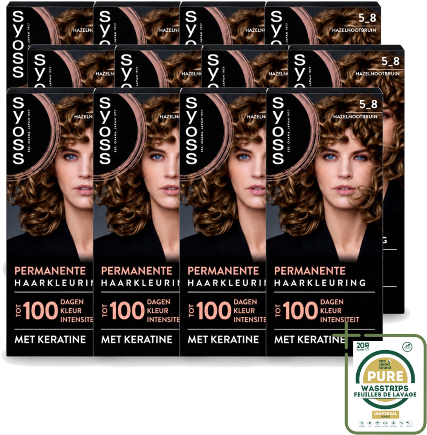 12 x SYOSS - Coloration 5-8 Hazelnootbruin - Haarverf - Grijsdekking - Vermindert Haarbreuk - Wasstrips - Haarkleur - Haarkleuring - Grijsdekking - Haarverf - Haarverf Permanent