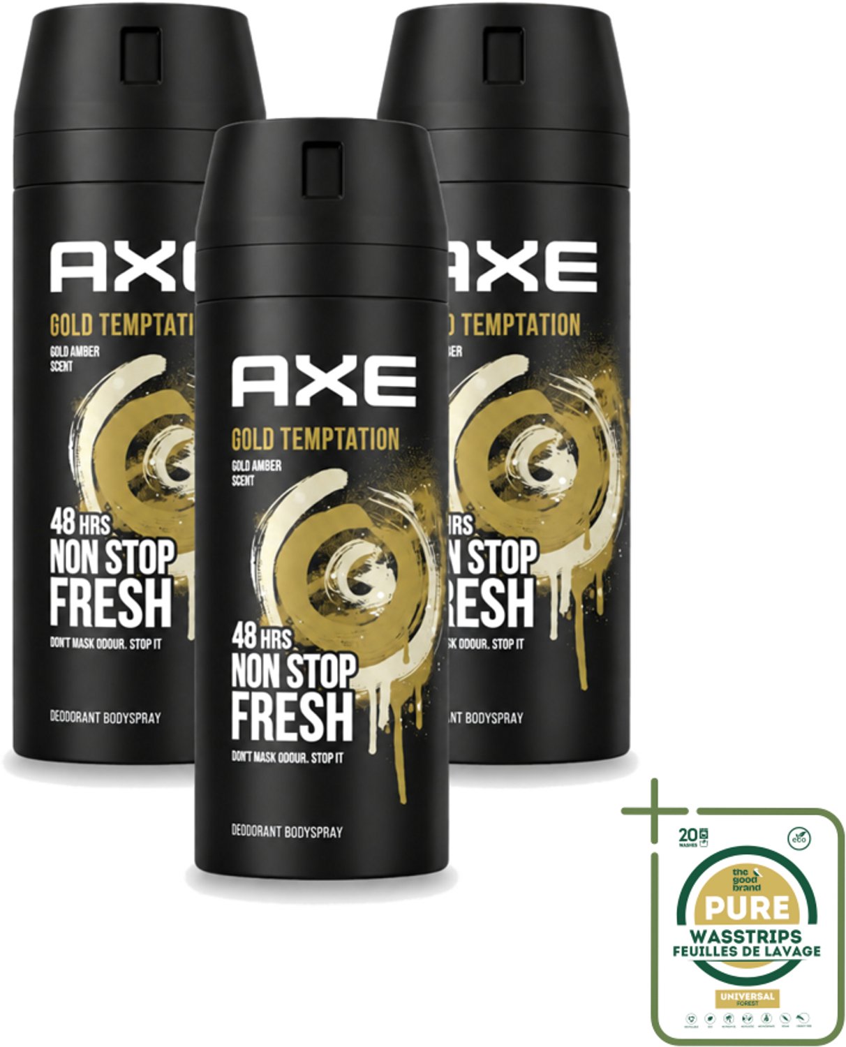3 x AXE - Deodorant Spray - Gold Temptation - Luxe Geur - Oriëntaals & Fris - 150 ml - Deodorant Spray - Geur - Zweetbestendig - Anti-Geur - Zinktechnologie