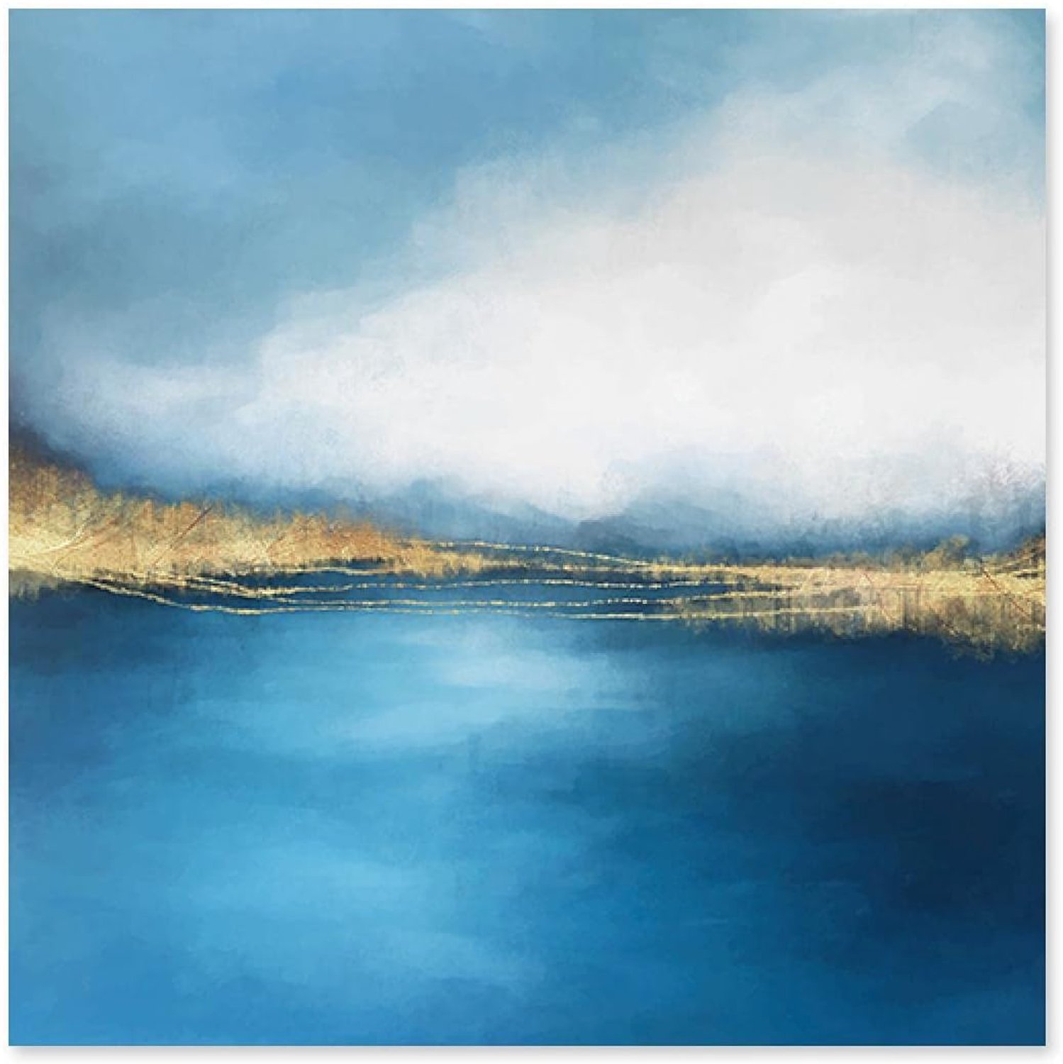 Abstract Blauw Lake Oppervlak Hemel Scène Canvas Muur Art Prints en Posters voor Woonkamer Kantoor Thuis Decoratieve 30x30cm1PS Noframe