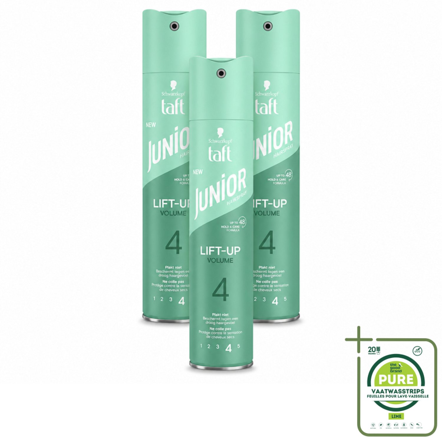 3 x Taft - Lift-Up Volume 4 - Haarspray - Extra volume voor kids - 250 ml - Grootverpakking - Haarspray Voor Kinderen - Volume Voor Kinderhaar - Lift-up Haarspray - Extra Volume Voor Kinderen - Kindvriendelijk Haarspray