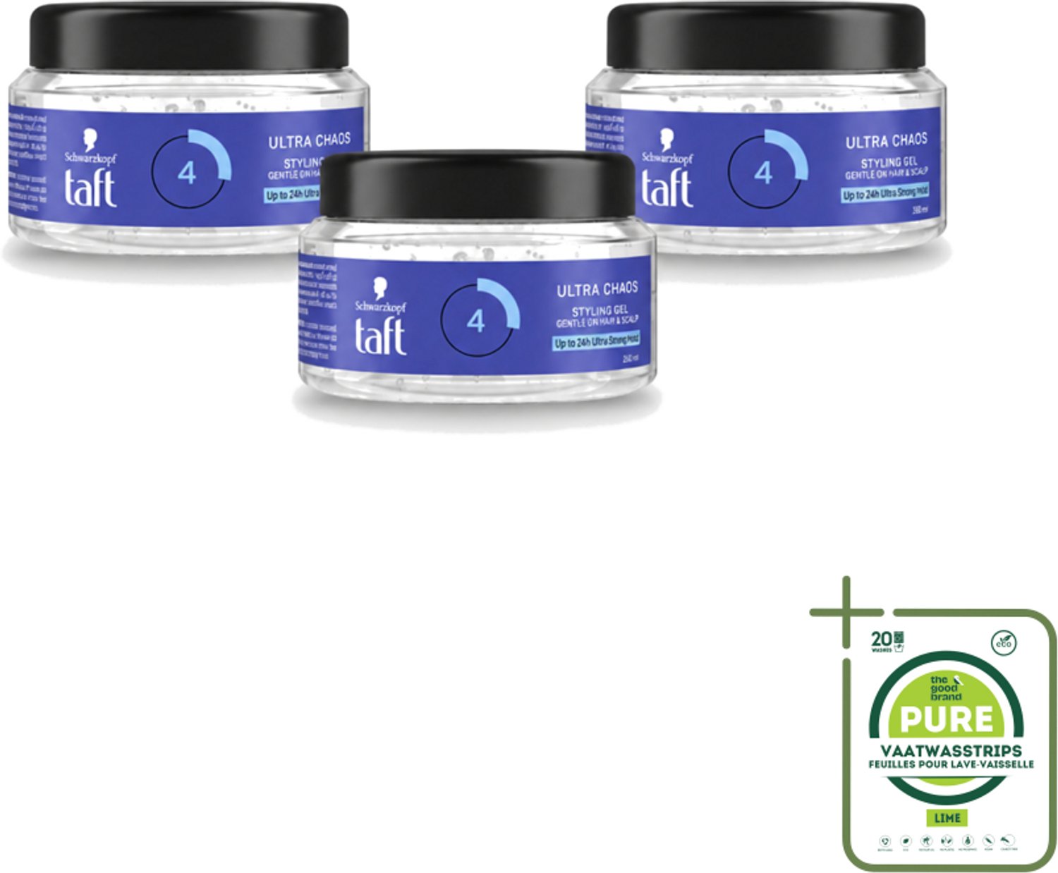 3 x Taft - Ultra Chaos 4 - Styling Gel - Creatieve fixatie - 250 ml - Grootverpakking - Chaos Gel - Creatieve Fixatie - Rommelige Look - Haarspray - Haartypen