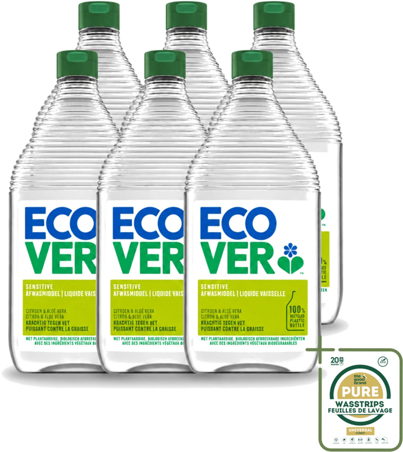 6 x Ecover - Afwasmiddel - Citroen & Aloë Vera - 950 ml - Afwasmiddel Citroen Aloë Vera - Natuurlijk Afwasmiddel - Plantaardig Afwasmiddel - Duurzaam Afwasmiddel - Huidvriendelijk Afwasmiddel