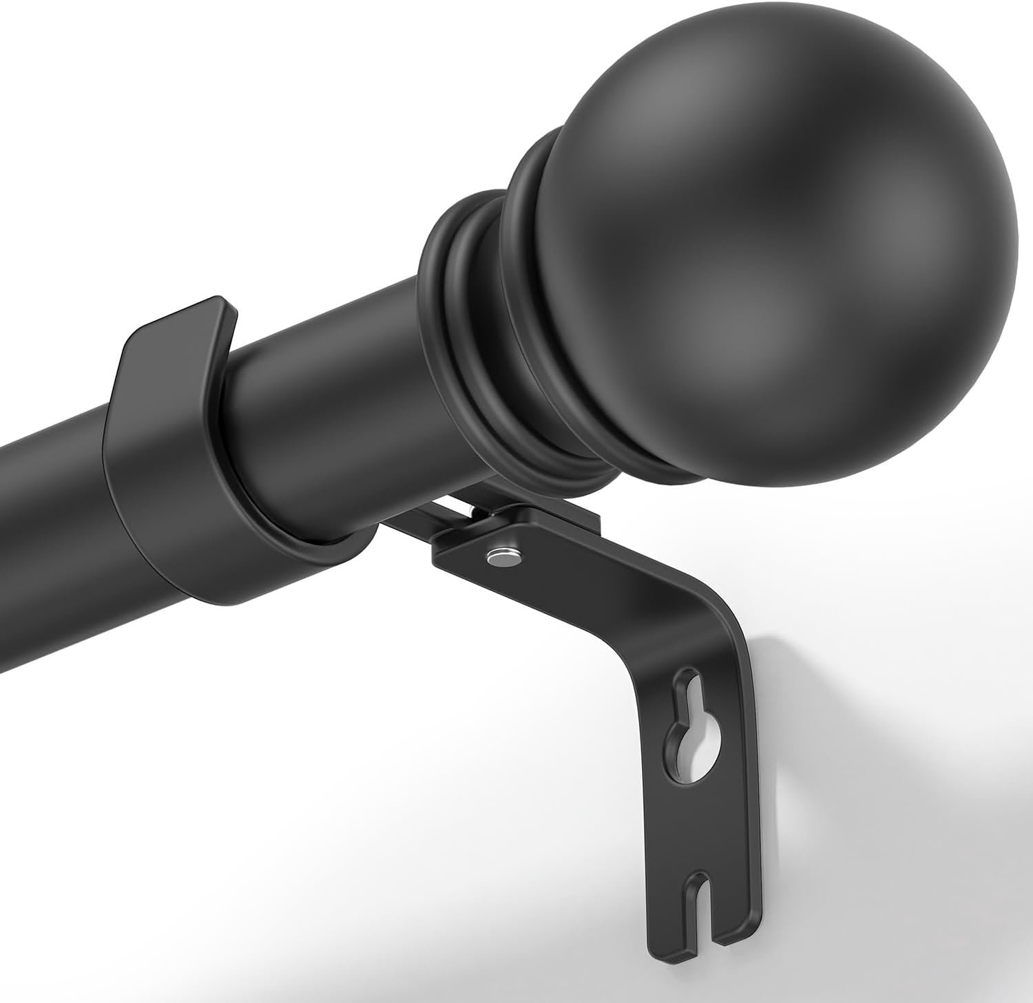 Zwarte Gordijnroede Uitschuifbaar 102-229 cm, Telescopische Metalen Gordijnstang Ø25 mm met Steunen en Eindknoppen, Verstelbare Robuuste Roede voor Raam, Slaapkamer, Keuken, Woonkamer