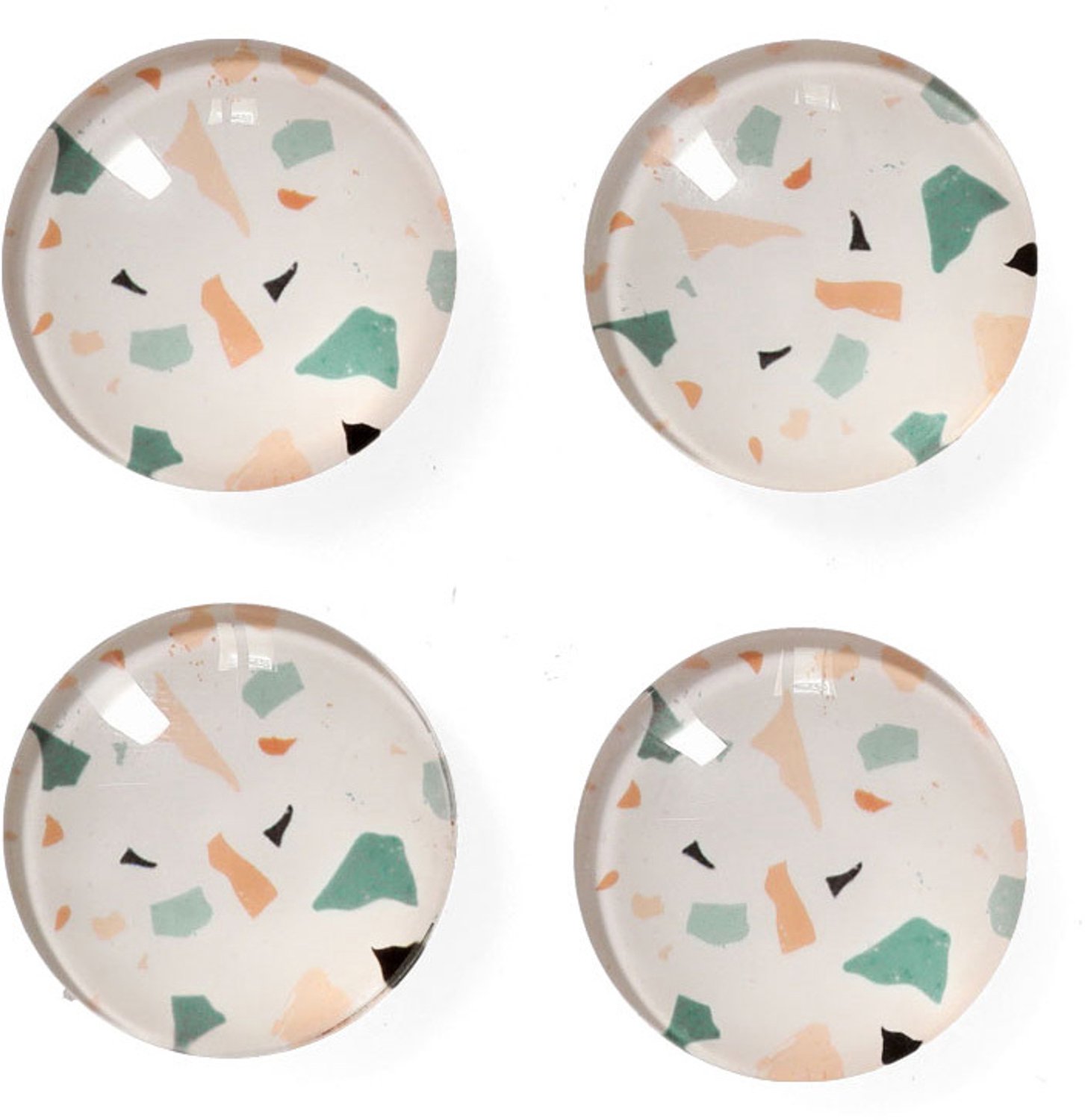 ZELLER - Set decoratieve magneten Terrazzo, 4 stuks, Ø 2,5 cm