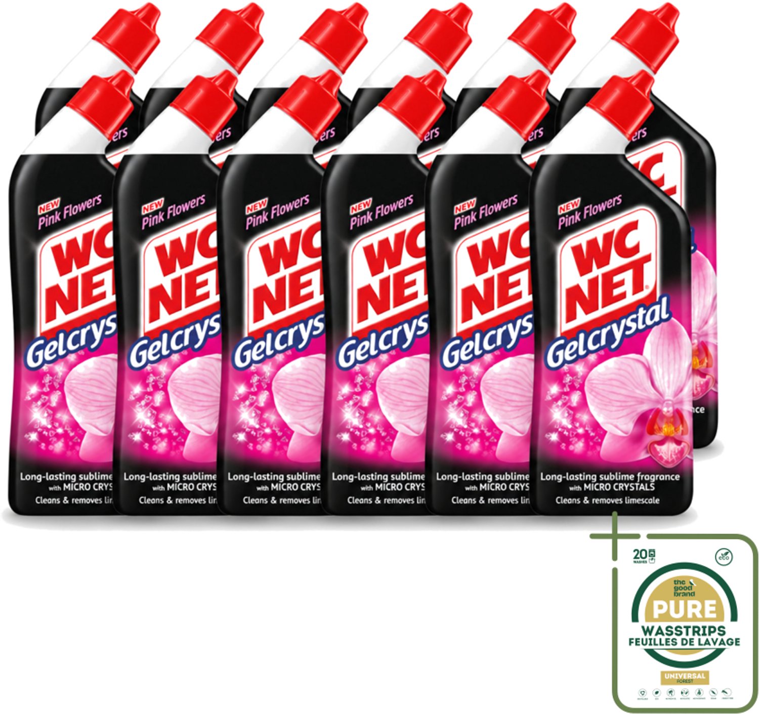 12 x WC Net - Toilet Reiniger - Gel - Frisse Bloemen - 750 ml - Wasstrips - WC Reiniger - Toilet Reiniger - Toilet Reinigen - Toilet Reiniger Gel - Bloemengeur Toilet