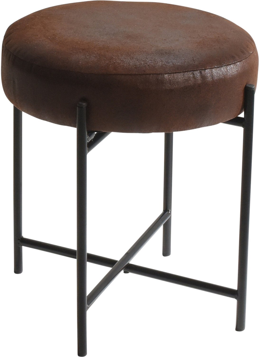 Home & Styling Collection Home Styling Collection - Ronde kruk met metalen frame, Ø 36 cm Bruin