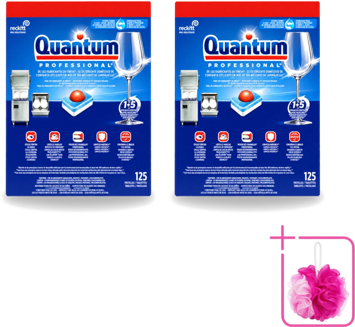 2 x Finish – Vaatwastabletten – Quantum Pro All-in-One – 125 Capsules - Bulkverpakking - Vaatwastabletten - Douchemop - Professionele vaatwasser