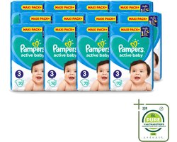 12 x Pampers – Luiers – Active Baby Maat 3 – 70 Luiers - Grootverpakking - Vaatwasstrips - Baby-luiers - Droge Billetjes - Huidbescherming - Luchtdoorlatende Luiers - Absorberende Luiers