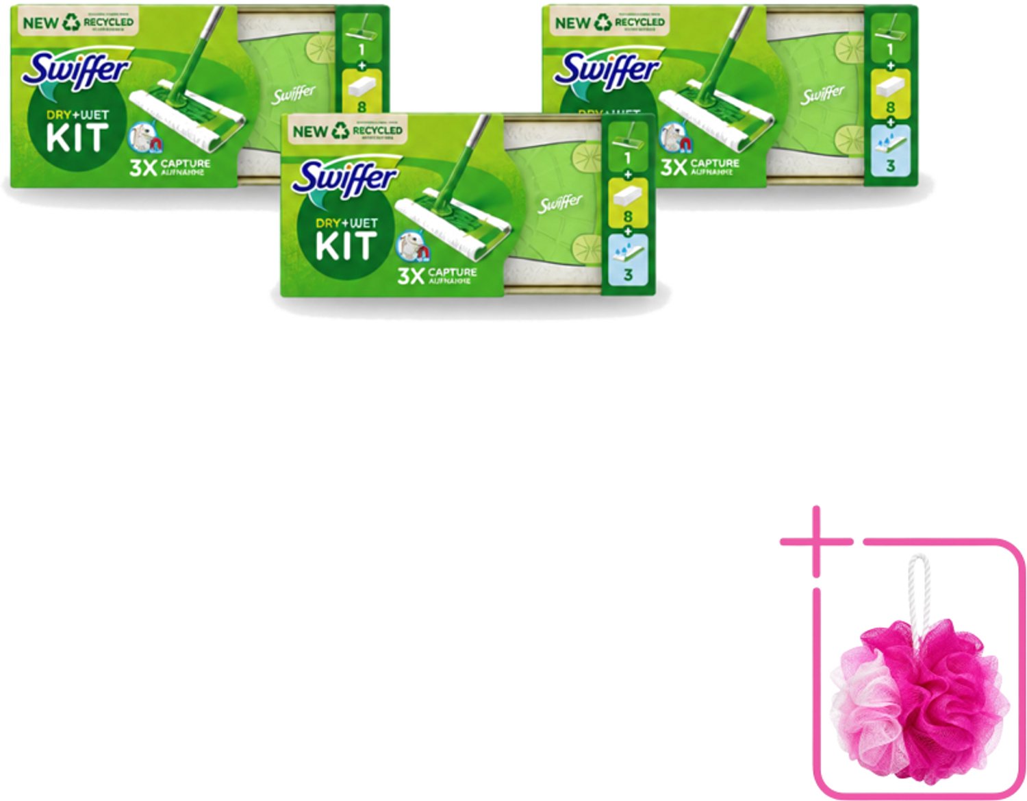 3 x Swiffer – Vloerreiniger – Starterkit – 1 dweil + 8 droge & 3 vochtige doekjes - Bulkverpakking - Vloerreiniger - Douchemop - Schoonmaken