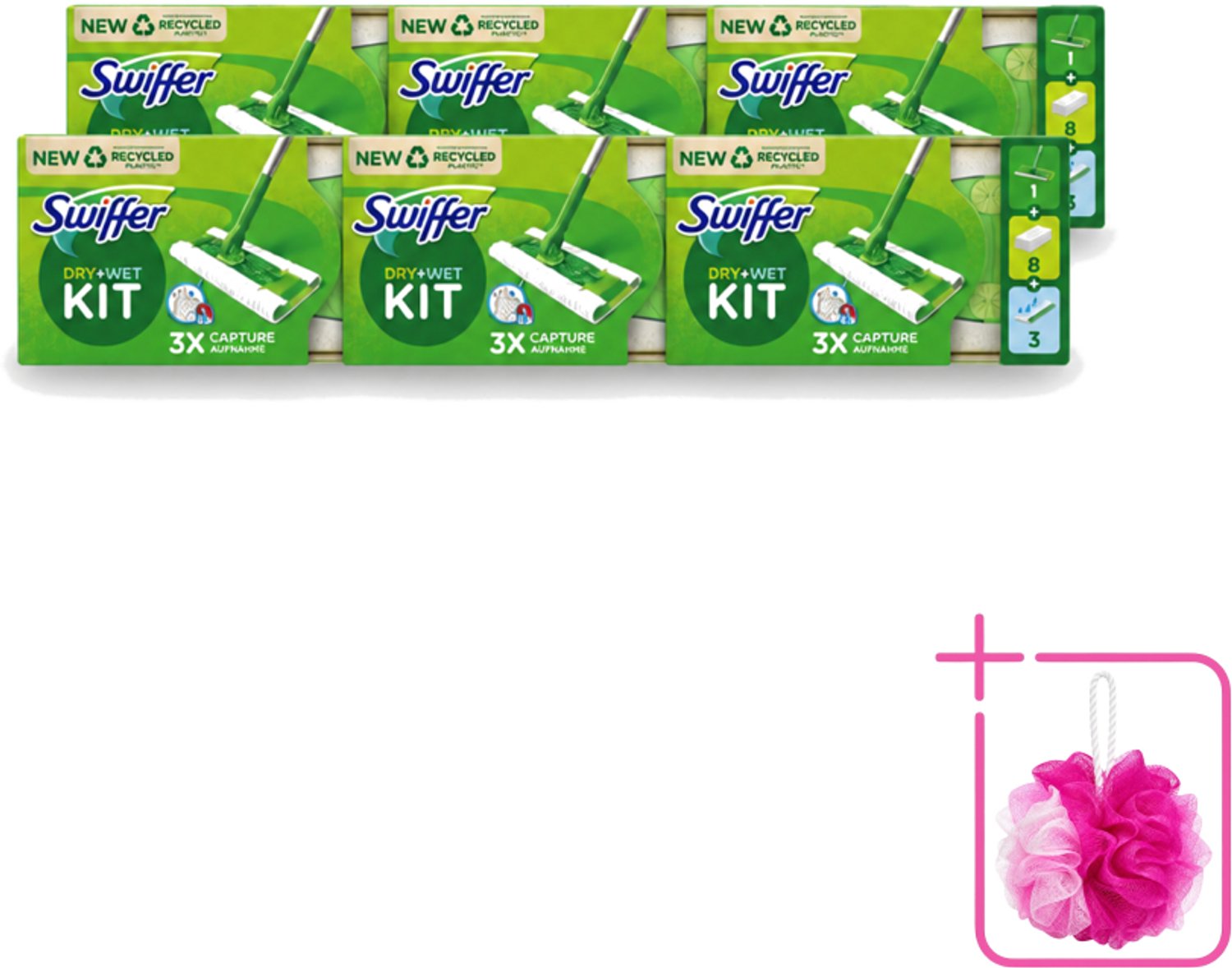 6 x Swiffer – Vloerreiniger – Starterkit – 1 dweil + 8 droge & 3 vochtige doekjes - Bulkverpakking - Vloerreiniger - Douchemop - Schoonmaken