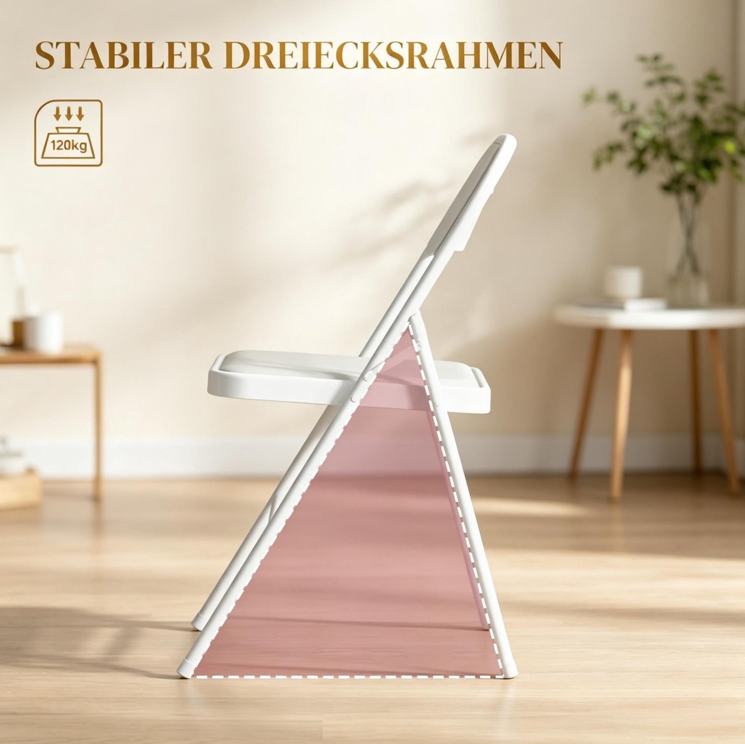 MODENUIT Klapstoel - Opvouwbare Eetkamerstoel Set van 2 - Voor Binnengebruik - Staal - Wit - 45x46x78 Cm