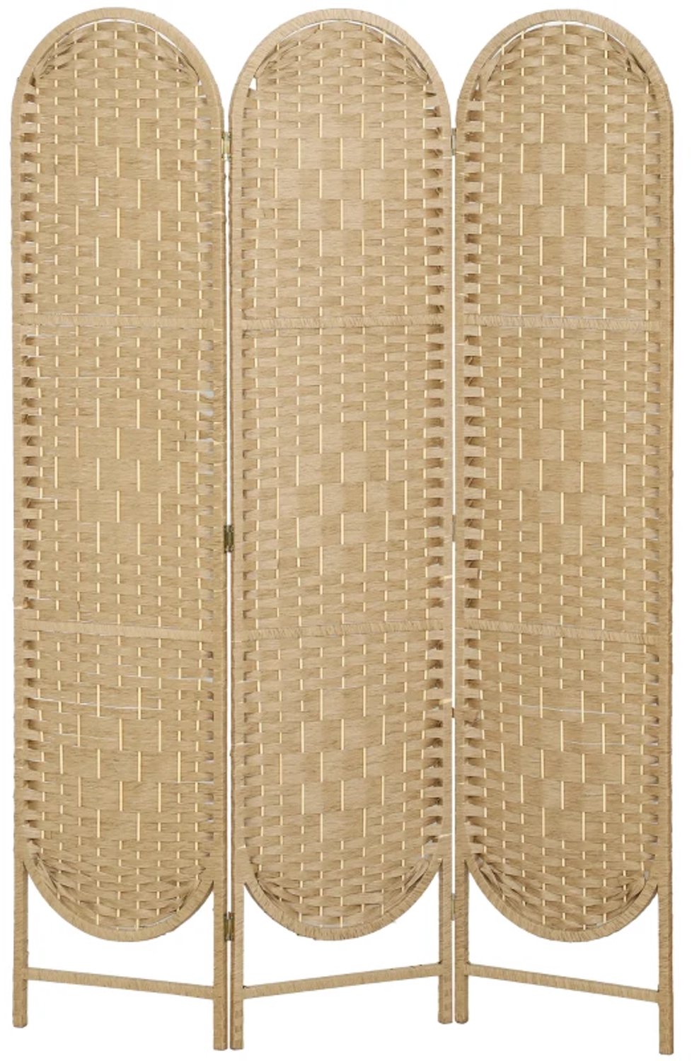 ZYLARO Scheidingswand - 3-delig - 120 x 170 cm - Opvouwbare roomdivider - Boogdak - Naturel natuurlijke houtafwerking
