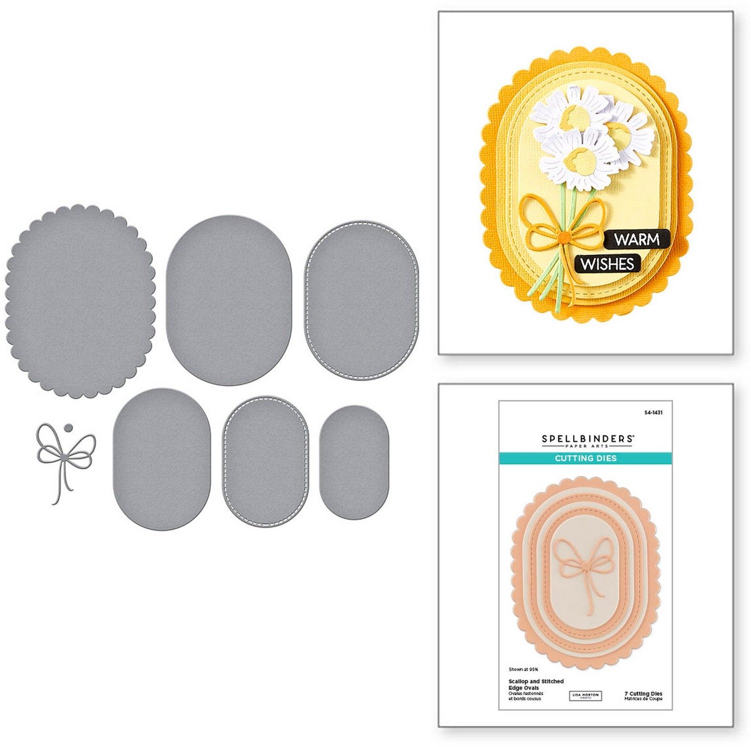 Spellbinders Snijmallen - Scallop & Stitched Ovals - 7 st.