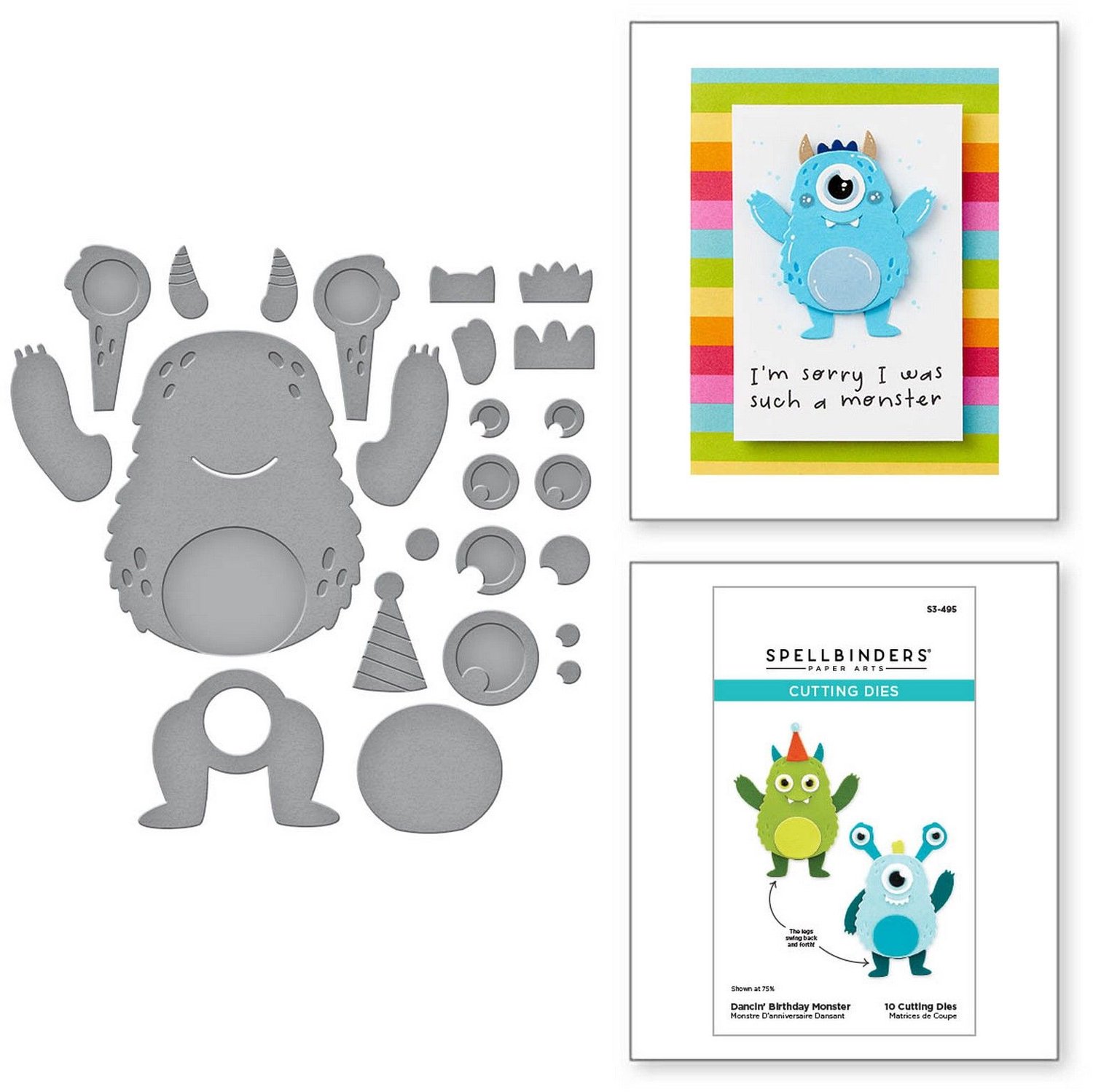 Spellbinders Snijmallen - Dancin' Birthday Monster - 10 st.