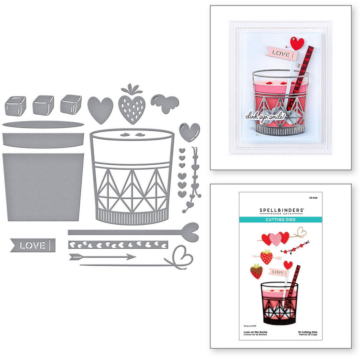 Spellbinders Snijmallen - Love On the Rocks - 19 st.