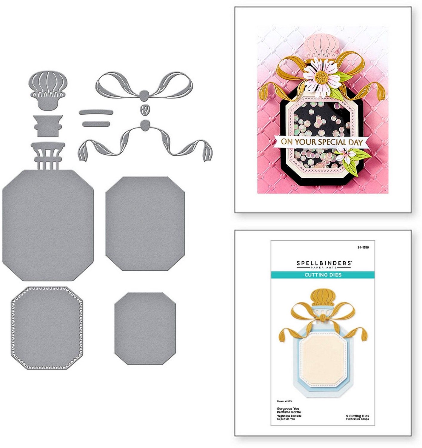 Spellbinders Snijmallen - Gorgeous You Perfume Bottle - 9 st.