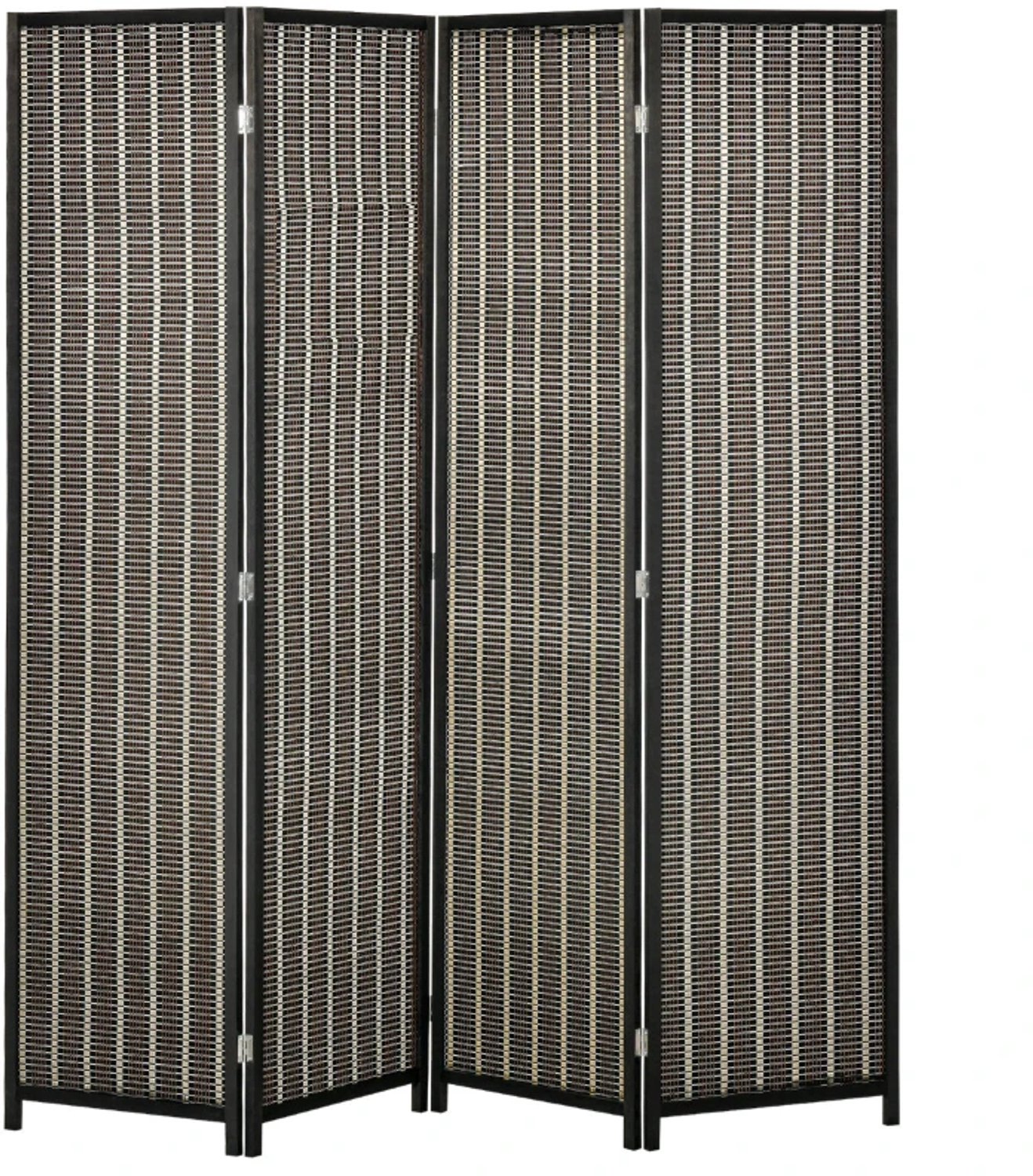 ZYLARO Opvouwbaar kamerscherm - Grenenhout en bamboe - 180 x 180 cm - Bruin en zwart bruin+zwart