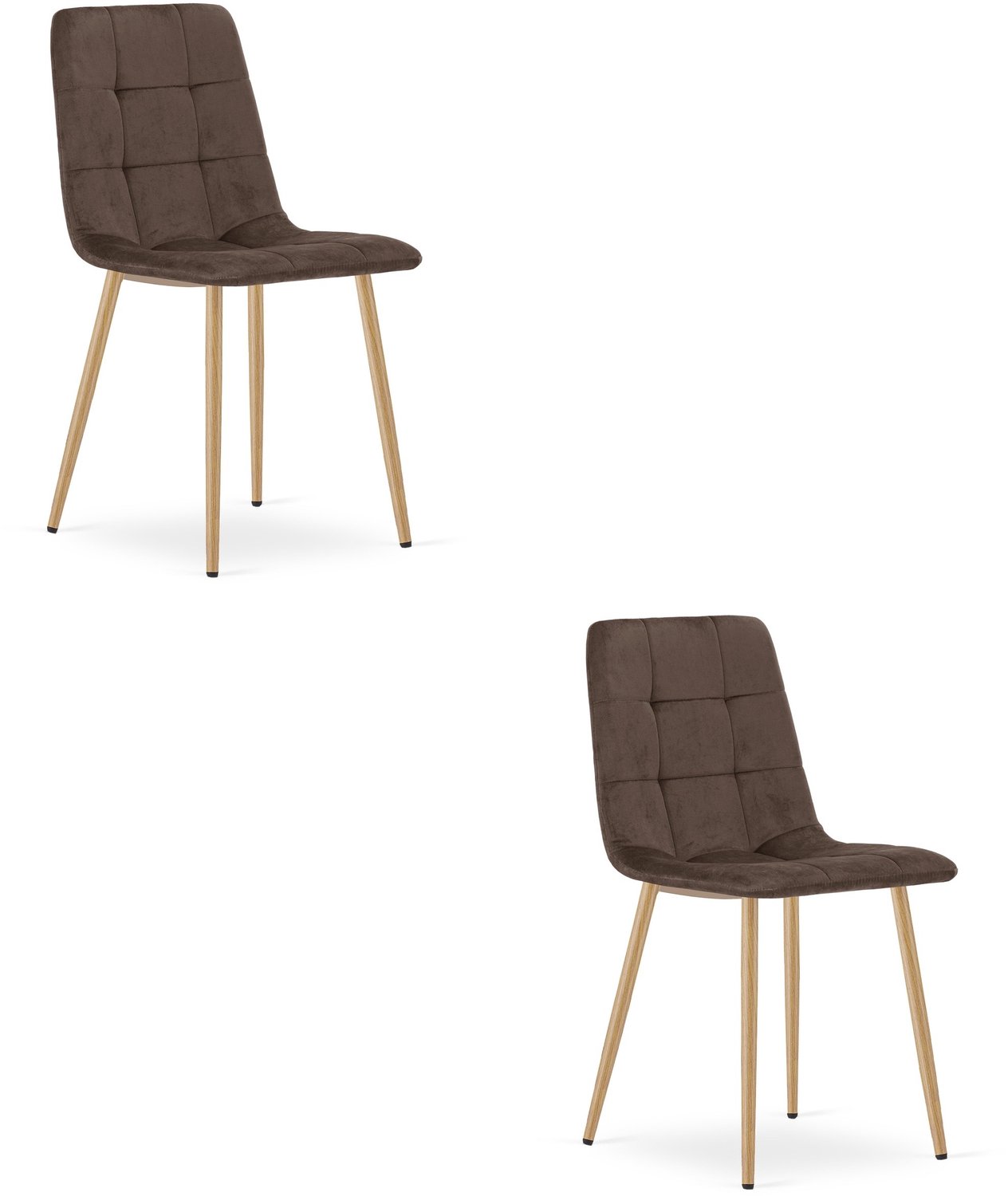 LEOBERT KARA Eetkamerstoelen – Set van 2 – Bruin Velvet – Houten Poten – Comfortabele Ergonomische Zitting – Modern Design – Velvet Stoel voor Woonkamer, Keuken en Eetkamer – Max. 110 kg per Stoel