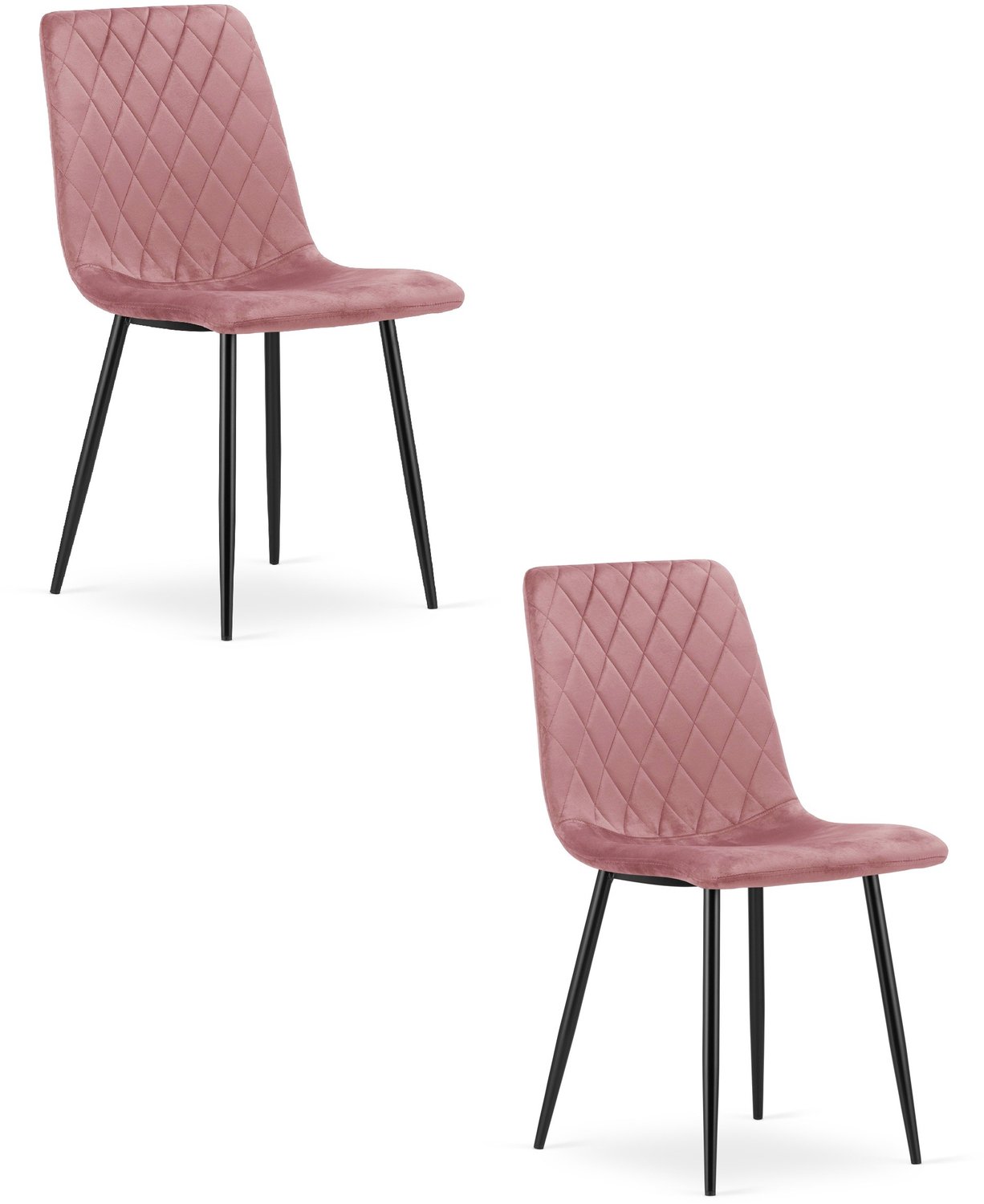 LEOBERT TURIN Eetkamerstoelen – Set van 2 – Zwart Velvet – Zwarte Metalen Poten – Comfortabele Ergonomische Zitting – Modern Design – Velvet Stoel voor Woonkamer, Keuken en Eetkamer – Max. 110 kg per Stoel