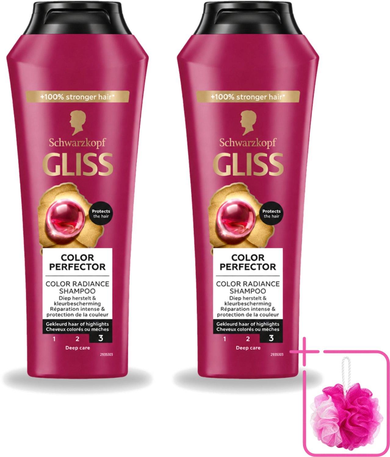 2 x Gliss - Shampoo - Color Protect & Shine - Voor Langdurige Kleurbehoud - 250 ml - Bulkverpakking - Kleurbehoud - Douchemop - Glans