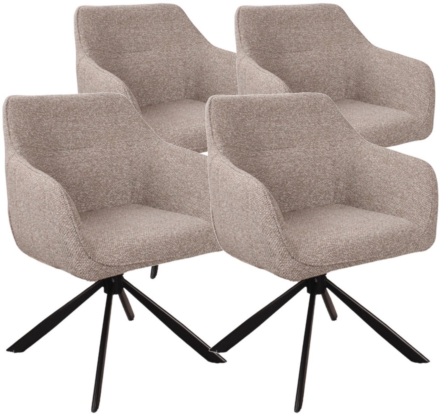 DS4U - - Seff armstoel met terugdraaifunctie - Set van 4 - Coffee - Stof