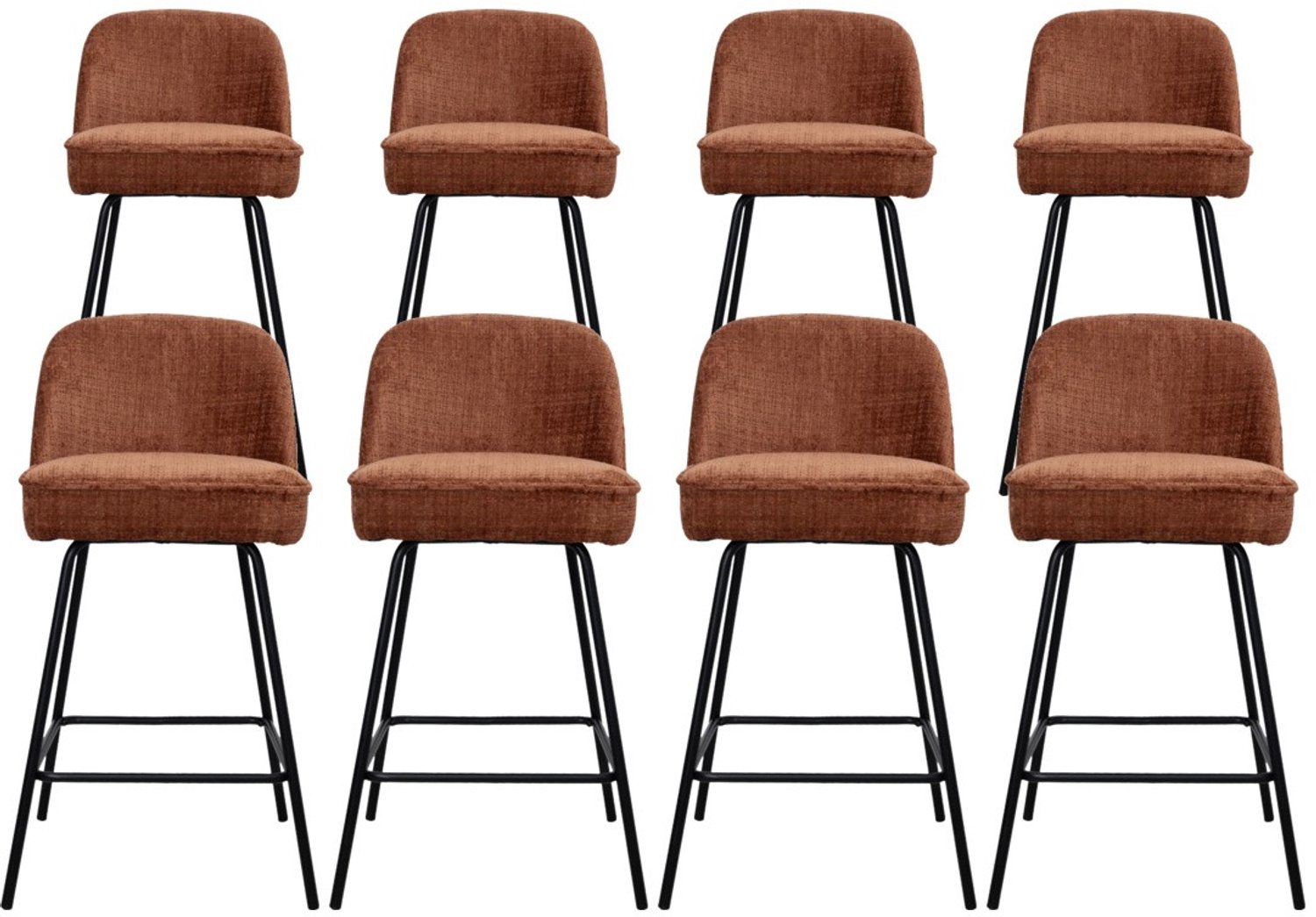 DS4U - - Vida barkruk 67 cm - Set van 8 - Roestbruin - Stof