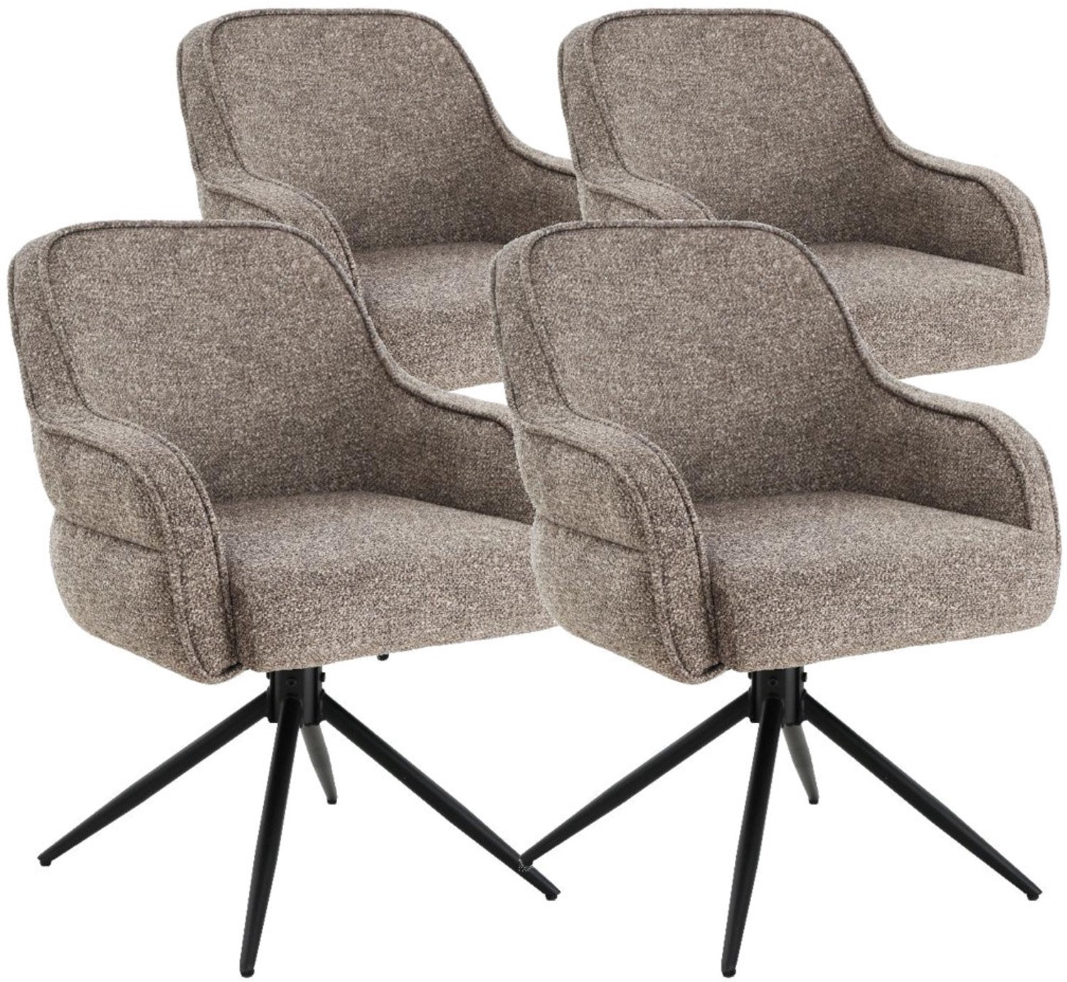 DS4U - - Loisa armstoel met terugdraaifunctie - Set van 4 - Taupe - Stof