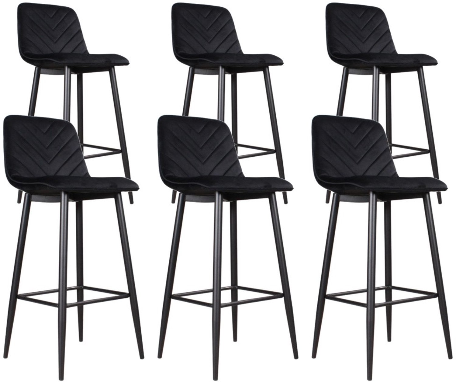 DS4U Gaby barkruk 75 cm - Set van 6 - Zwart - Velvet