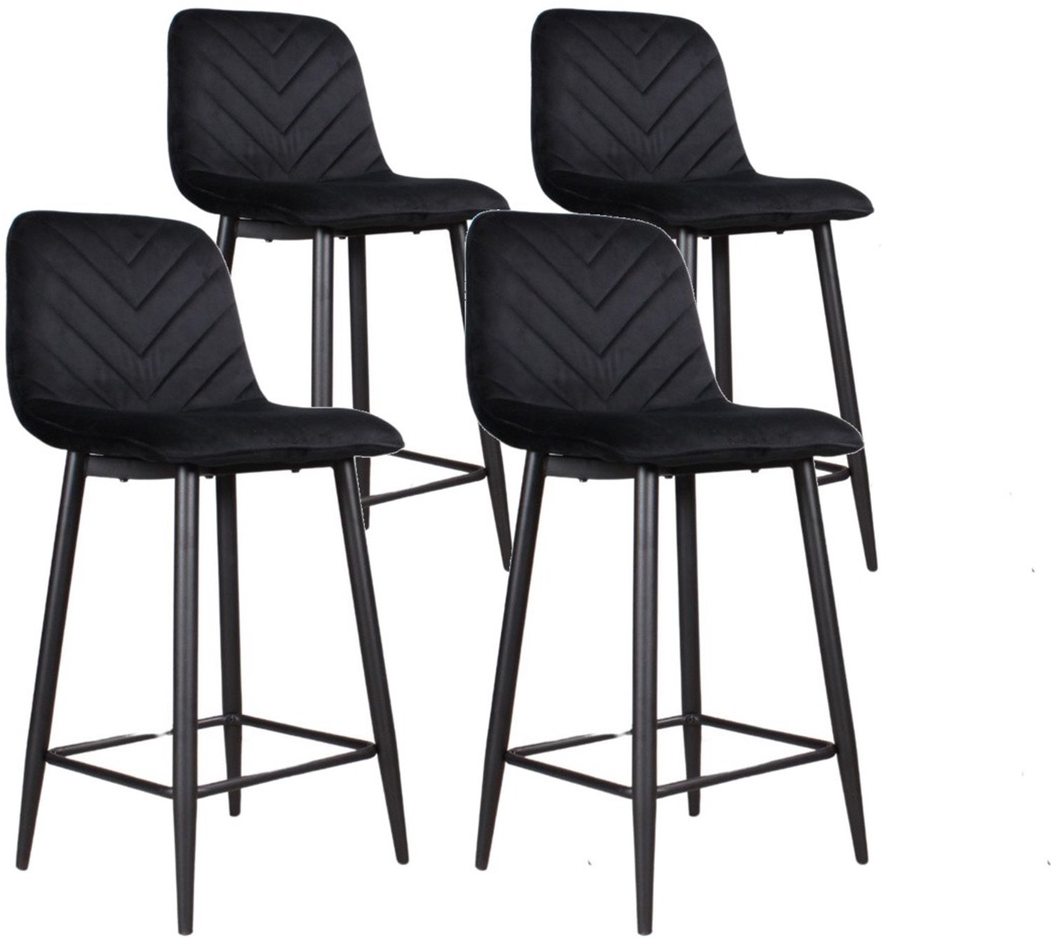 DS4U - - Gaby barkruk 65 cm - Set van 4 - Zwart - Velvet