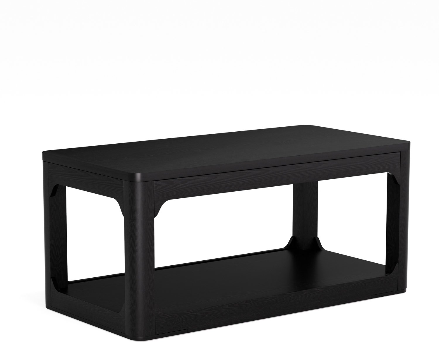 SONNENH Zwarte salontafel - MDF met houtlook en open onderplank - 100 x 50 x 44,5 cm Zwart houtlook