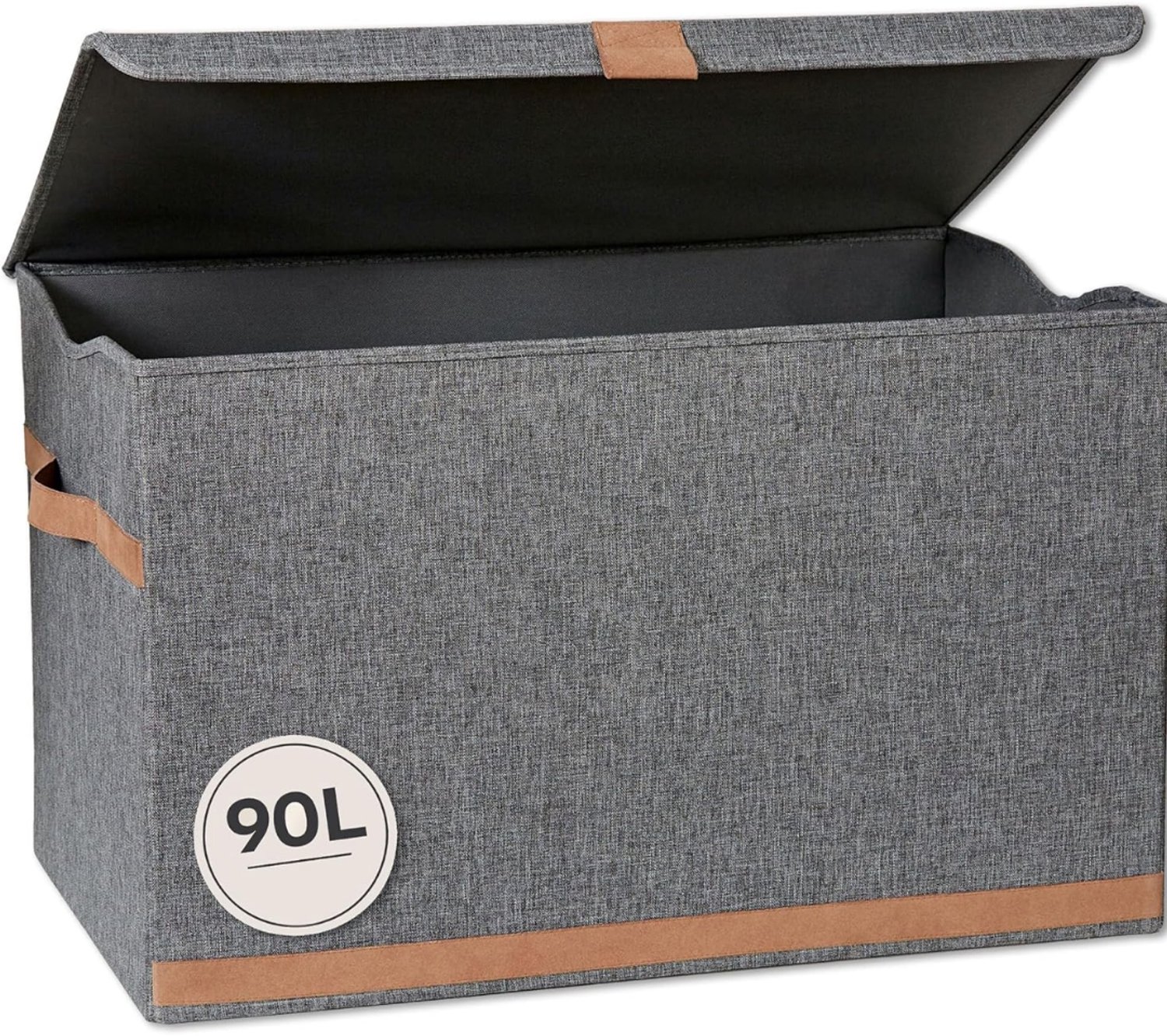 Levo® Dekenkist – Opbergkist Binnen – Zitbank Met Opbergsysteem – Stoffenkist Met Deksel – Speelgoedkist Voor Kinderen – Voor Slaapkamer & Woonkamer – Grijs - 62cm x 38cm x 39cm