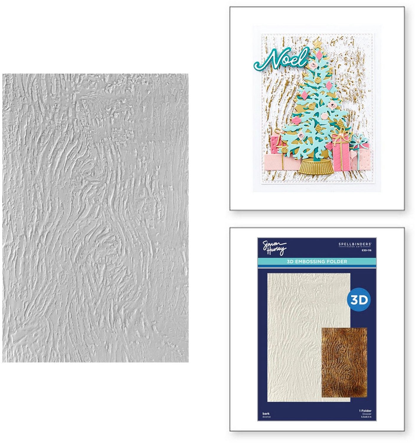 Spellbinders 3D Embossing Folder - Bark - 14 x 21,6 cm