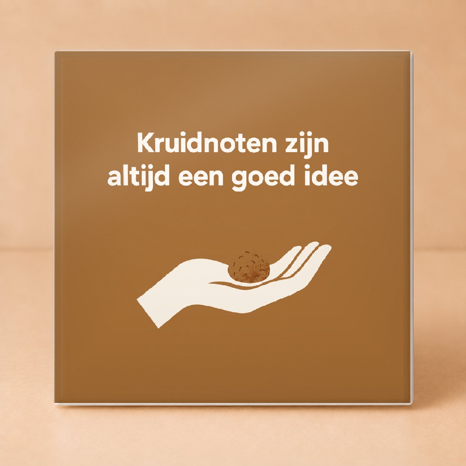 Bedruk King Rustige gouache 'Ik kwam voor de kruidnoten' Tegel – Sfeervolle decoratieve tegel voor gezelligheid en snoepliefhebbers - 15 x 15 cm Wit