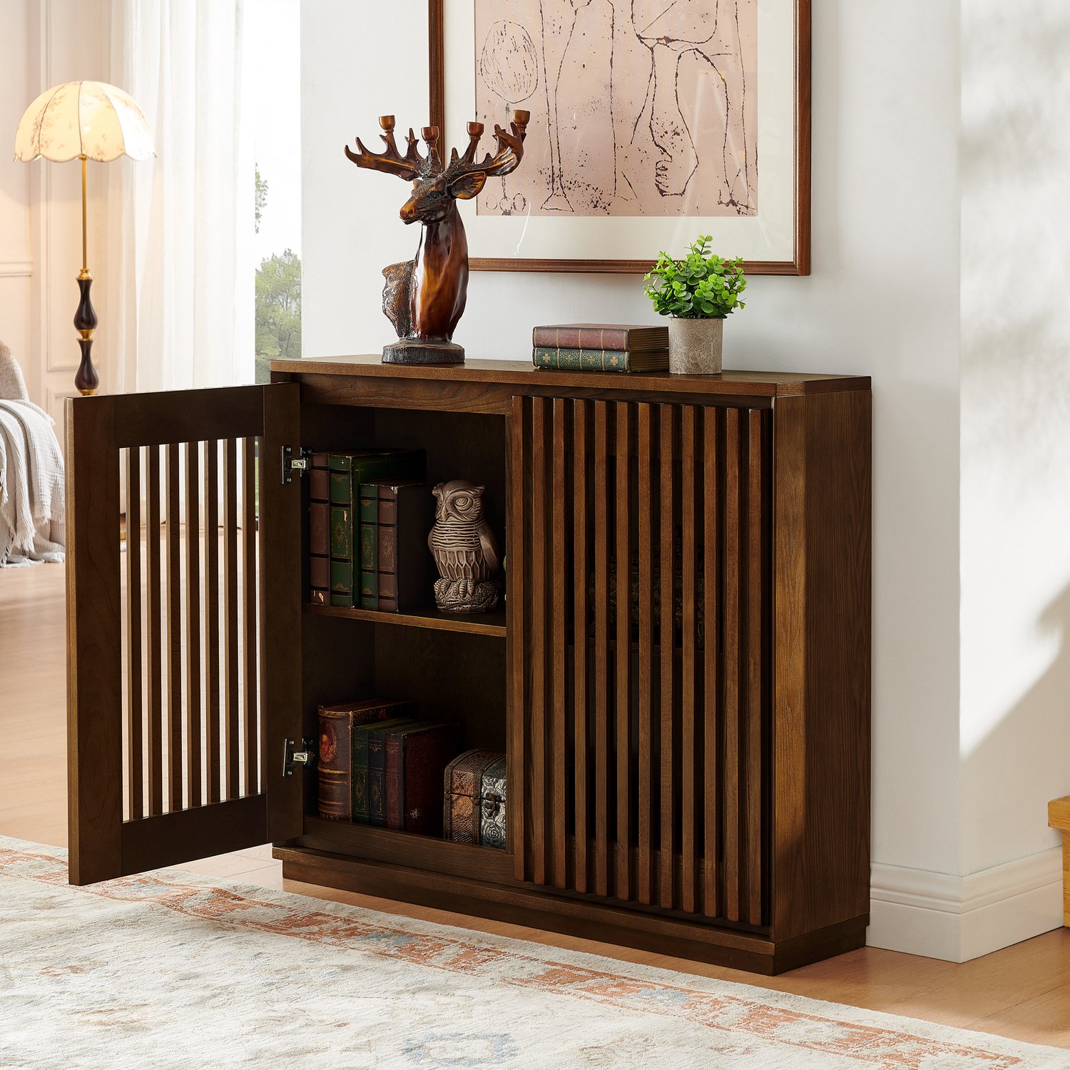 CHICFURN Dressoir - Kabeldoorvoeren - 2 deuren - Walnoot