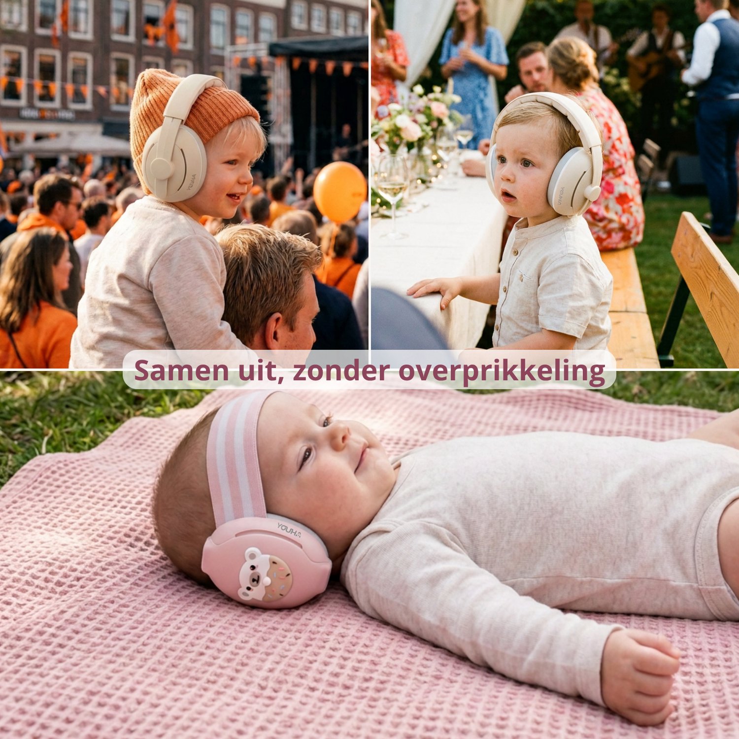 Youha Gehoorbescherming voor Baby's en Peuters - 2-in-1 Gehoorbeschermingsset - Geschikt van 0 tot 4 Jaar - Anti-Slip en Klitterband - Beige – foto 5