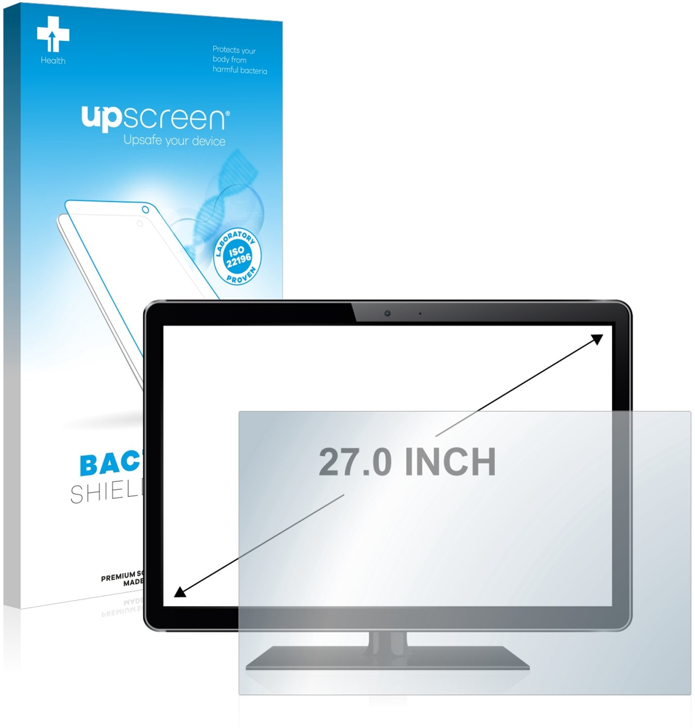 upscreen - Screenprotector voor Alles-in-één PC's met 27 inch-scherm [598 mm x 336 mm, 16:9] - Folie Beschermfolie transparant antibacterieel