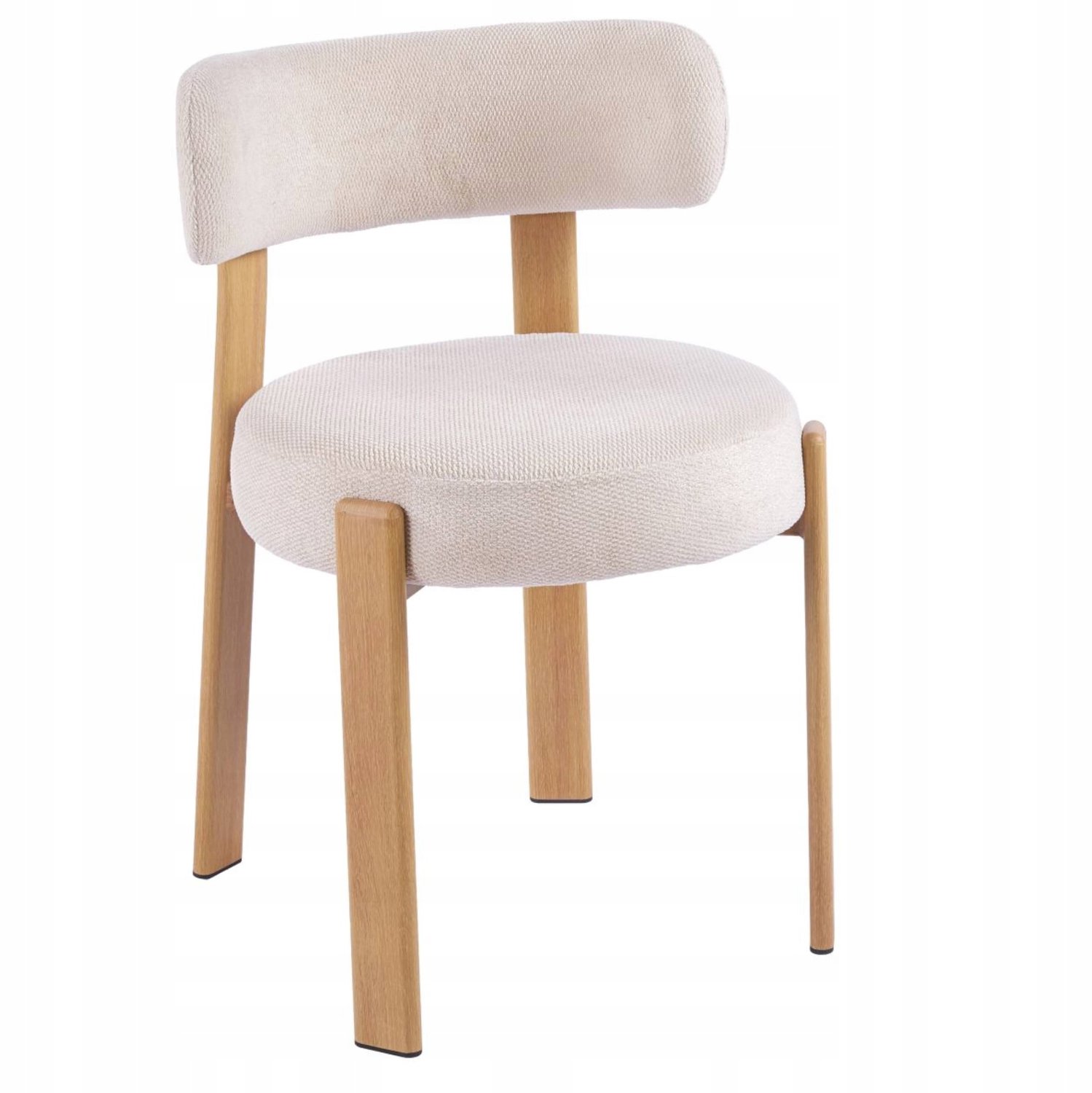 Furnitex VELA - Gestoffeerde eetkamerstoel - Beige - Metalen poten in natuurlijke eikenkleur