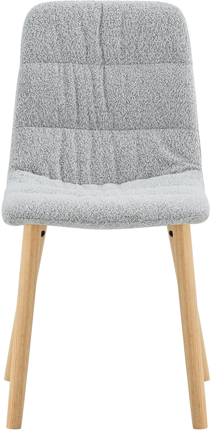 SONNENH Eetkamerstoelen set van 2 - Lichtgrijze stoffen bekleding met plooien - Massief houten poten - Zithoogte 49 cm Lichtgrijs met naturel houtkleur