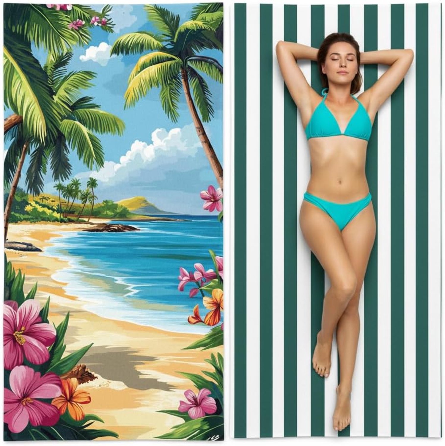 Strandhanddoek 180 x 90 cm - microvezel - zandvrij - ideaal voor strand en zwembad - m-winkel