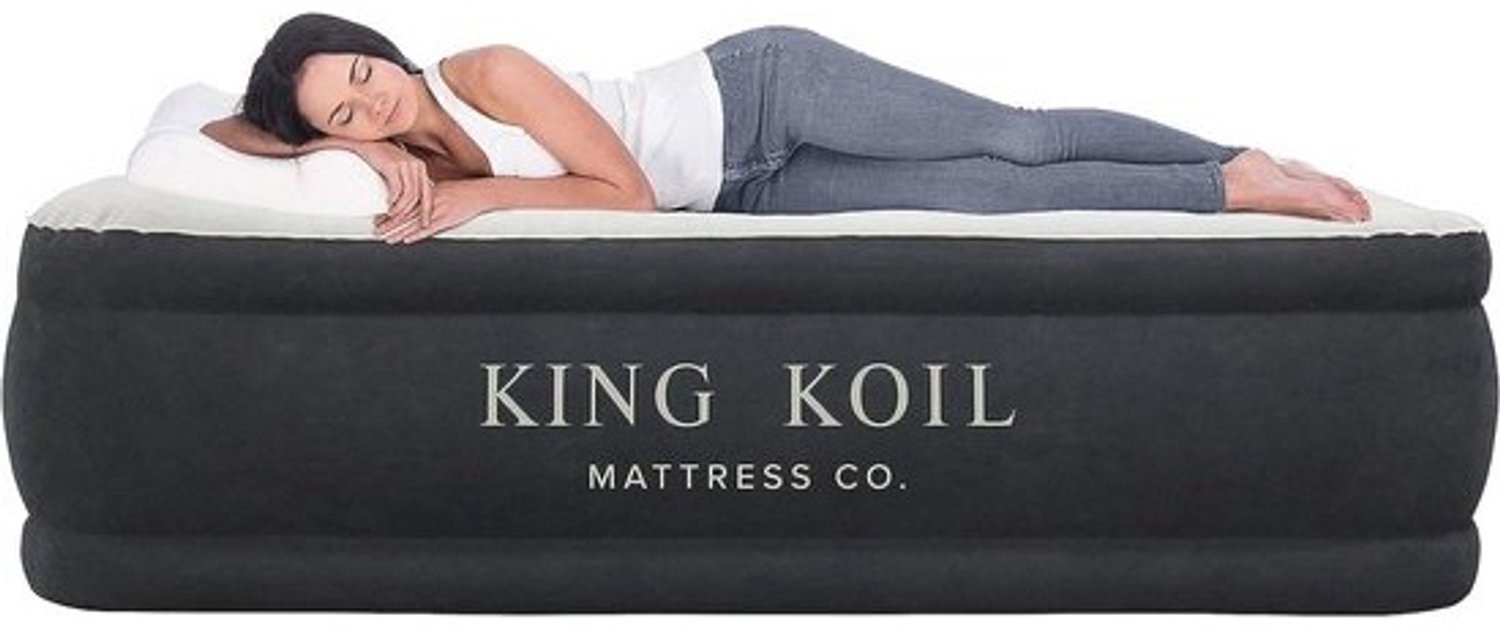Luxe queen-luchtmatras - Queensize luchtbed, dubbel hoog en waterdicht, met ingebouwde pomp